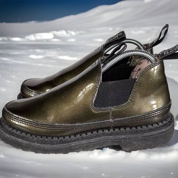 Georgia Boot Patent Leather Black W/ Gold Shimmer Romeo Shoes GB00138 Womens 7.5 - Picture 4 of 10